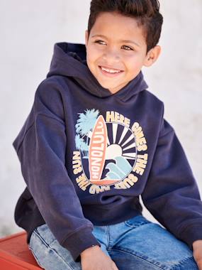 Boys-Cardigans, Jumpers & Sweatshirts-Sweatshirts & Hoodies-Hoodie with Large Graphic Motif, for Boys