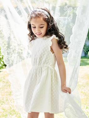 Blouse Fille à Volants Et Broderie Anglaise VERTBAUDET - Manches Longues élastiquées - 100% Coton - Look Bohème Chic