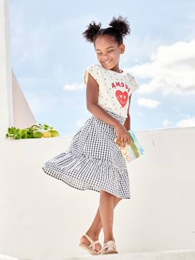 Girls-Skirts-Long Gingham Skirt for Girls