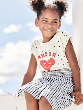 Fille-T-shirt, sous-pull-T-shirt "amour" à pois fille