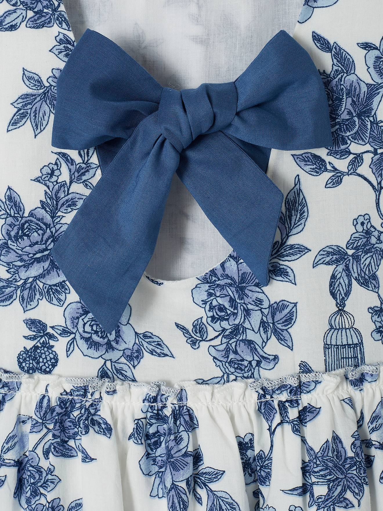 Robe de cérémonie à fleurs et plumetis fille ceinture nouée au dos