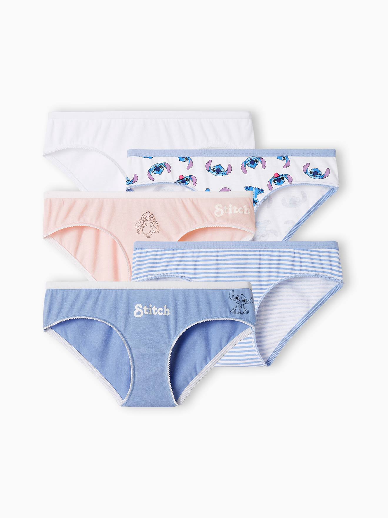 Pack of 5 Stitch Briefs for Girls, by Disney® - sky blue