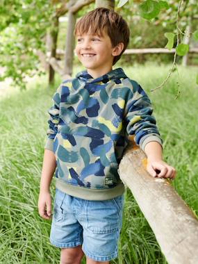 Boys-Cardigans, Jumpers & Sweatshirts-Hooded Sweatshirt with Camouflage Effect for Boys