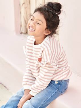 Sailor-type Sweatshirt with Ruffles on the Sleeves, for Girls  - vertbaudet enfant