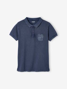 Boys-Polo Shirt with "good vibes" Embroidered on the Chest, for Boys