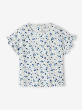 Baby-T-shirts & Roll Neck T-Shirts-T-shirts-Floral T-Shirt in Pointelle Knit, for Babies