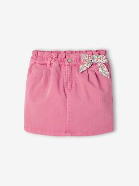 Girls-Skirts-Paperbag Skirt with Floral Fancy Bow, for Girls