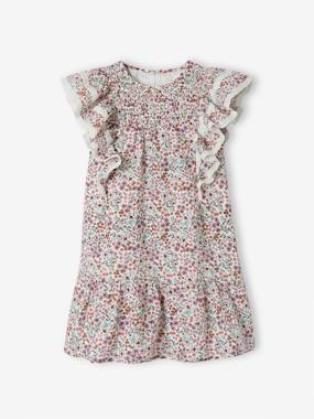 -Cherry Blossom Dress, Ruffled Sleeves, for Girls