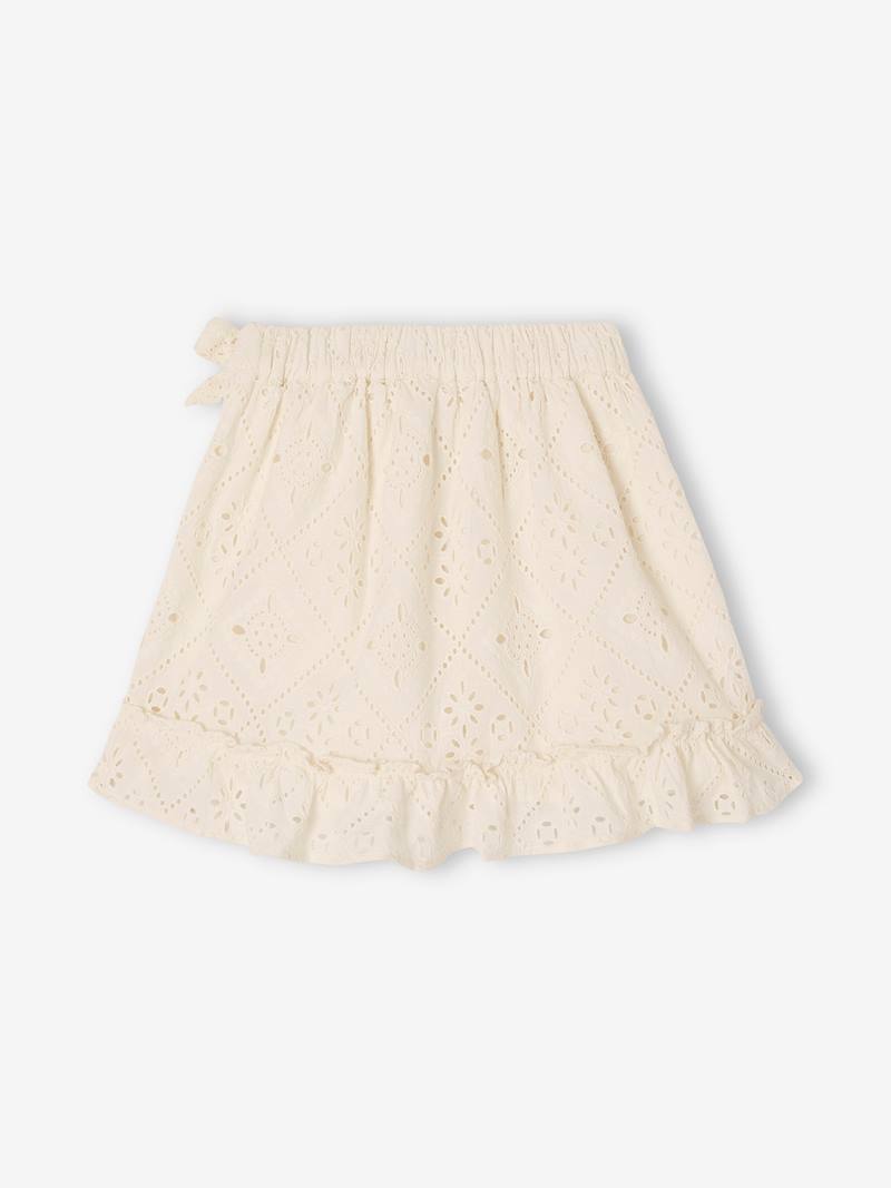 Ruffled Skirt in Broderie Anglaise, for Girls - ecru, Girls