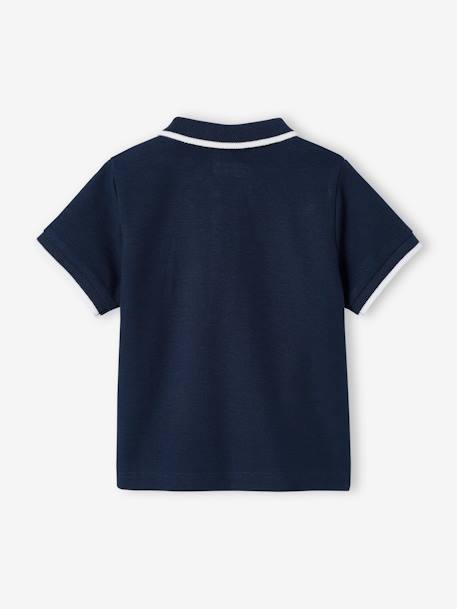 Polo Shirt with Embroidery on the Chest, for Baby Boys Dark Blue+sage green - vertbaudet enfant 