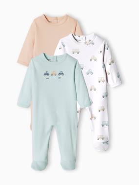 Baby-Pack of 3 Basic Sleepsuits in Interlock Fabric for Babies