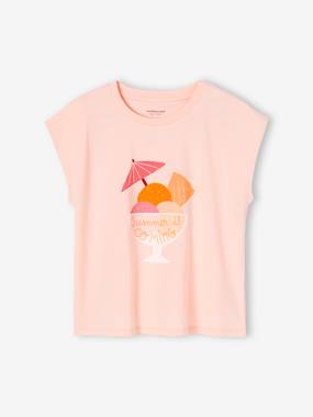 Fille-T-shirt, sous-pull-T-shirt motif été fille manches épaules