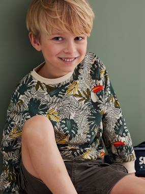Boys-Cardigans, Jumpers & Sweatshirts-Sweatshirts & Hoodies-Sweatshirt with Jungle Motifs for Boys