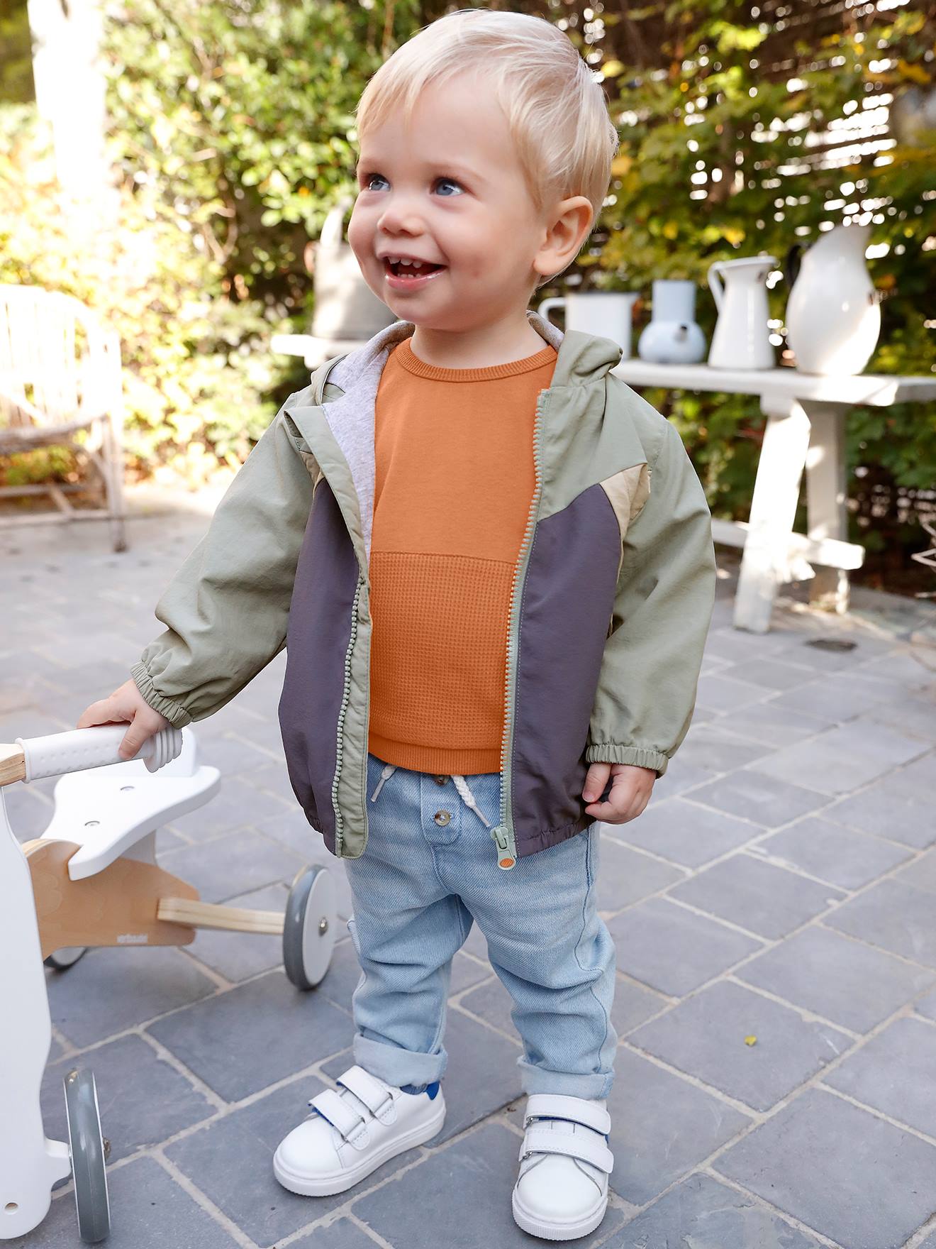 Windcheater Jacket for Baby Boys, by CYRILLUS - aqua green, Baby
