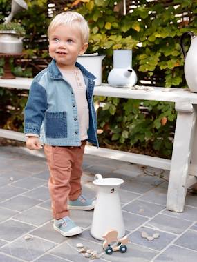 -Pantalon bébé garçon en toile à taille élastiquée