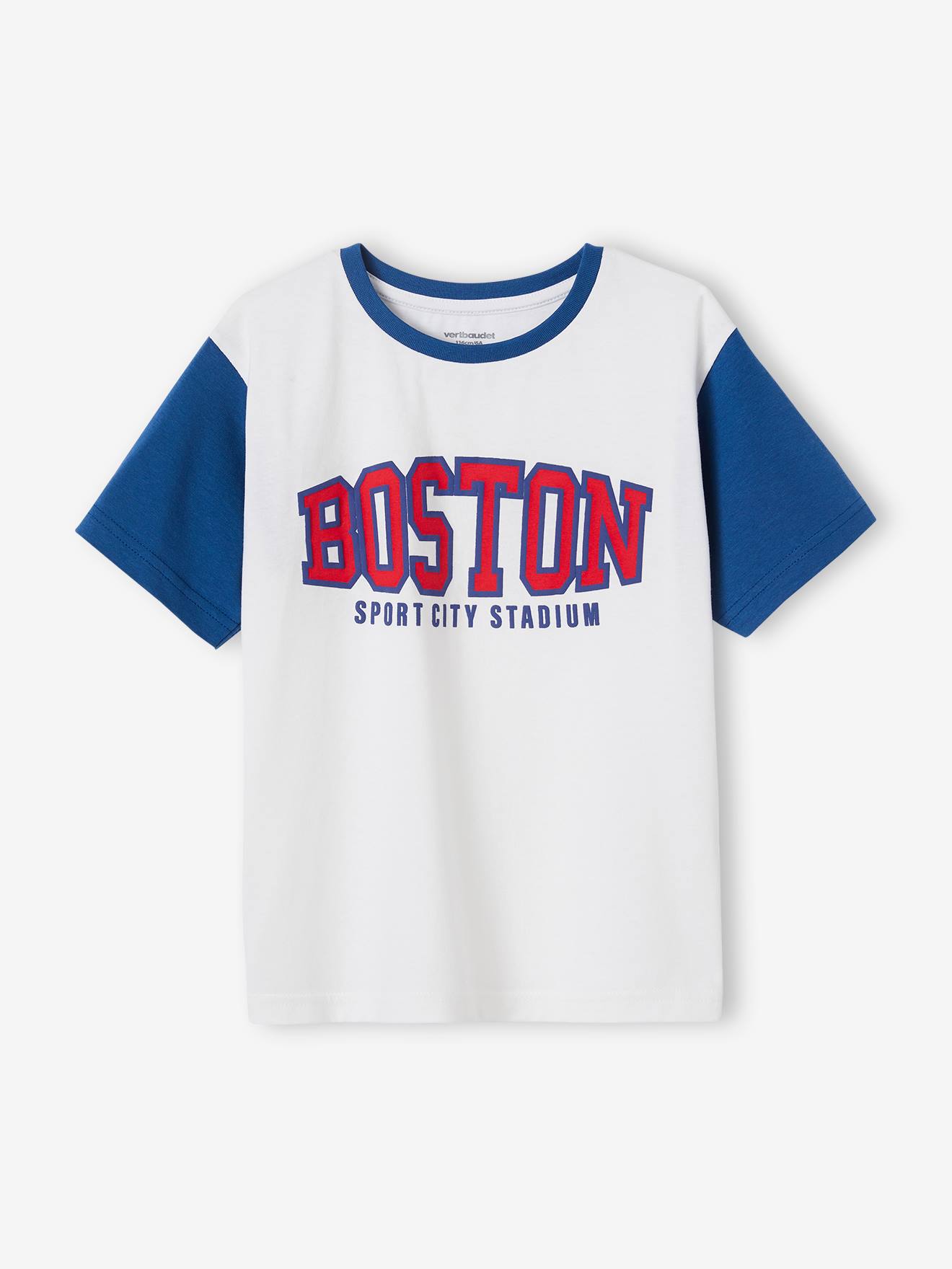 Boston Sports T-Shirt with Contrasting Sleeves, for Boys - white, Boys