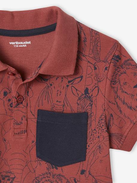 Polo Shirt with Jungle Animals Motif for Boys terracotta - vertbaudet enfant 