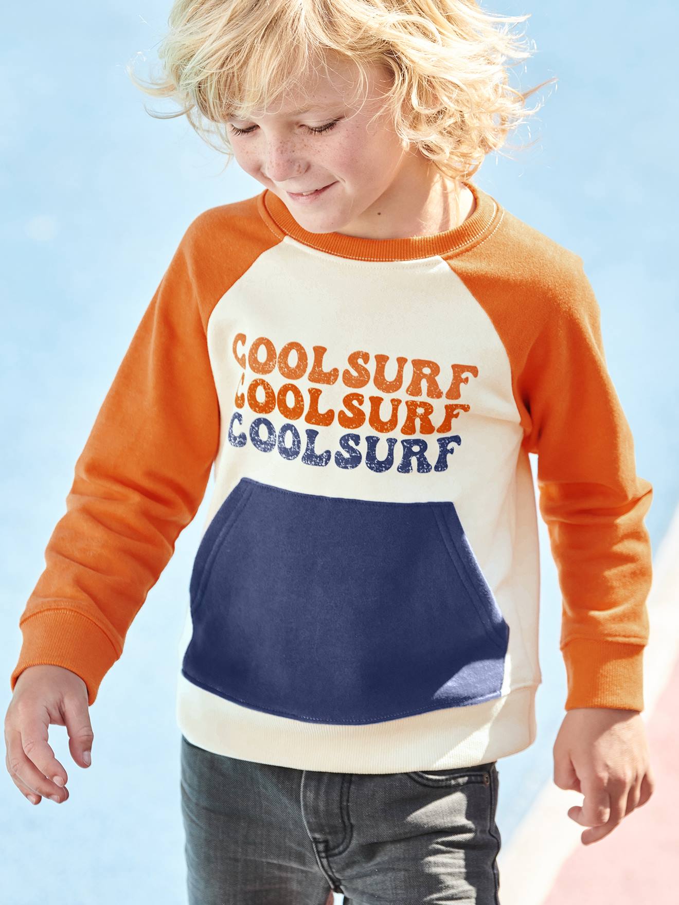 Cool Surf Sweatshirt, Colourblock Effect, for Boys - multicoloured