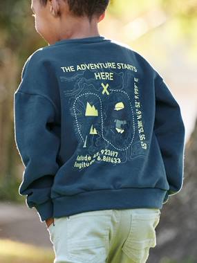 Boys-Cardigans, Jumpers & Sweatshirts-Sweatshirts & Hoodies-Sweatshirt with Large Geocaching Motif on the Back for Boys