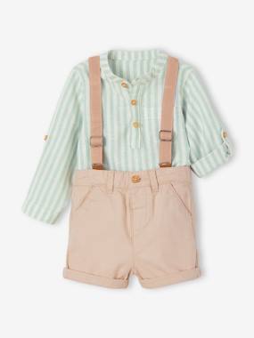 Bébé-Ensemble-Ensemble bébé chemise et short à bretelles