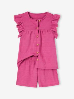 Girls-Shorts-Frilly Fancy Knit Top & Shorts Ensemble for Girls