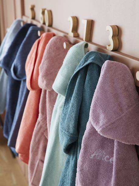 Peignoir de bain à capuche enfant BEIGE+BLEU DENIM+BLEU GRIS+CORAIL+parme+VERT BLEUTE+VERT FONCE - vertbaudet enfant 