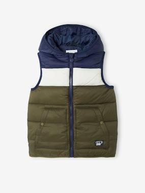 Boys-Coats & Jackets-Hooded Colourblock Bodywarmer for Boys