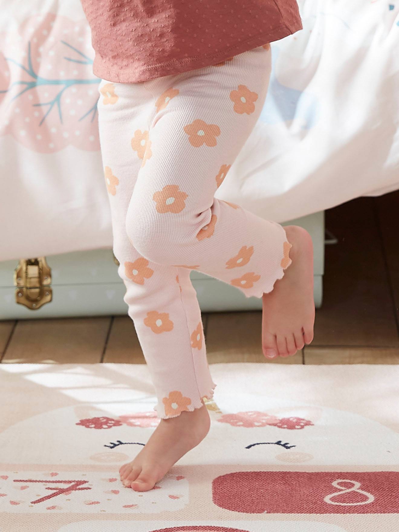 Legging imprim en maille c tel e fille noisette Fille