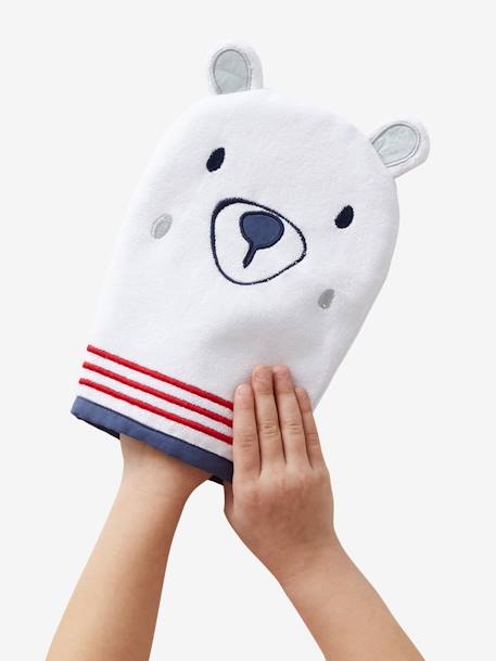 Lot de 3 gants de toilette animaux écru - vertbaudet enfant 