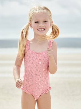 Girls-Swimwear-Swimsuits-Printed Swimsuit with Ruffle, for Girls