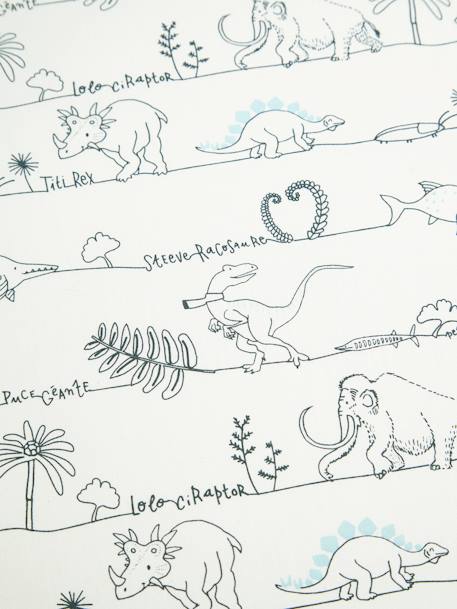 Children's Fitted Sheet, Dinorama Theme WHITE LIGHT ALL OVER PRINTED - vertbaudet enfant 