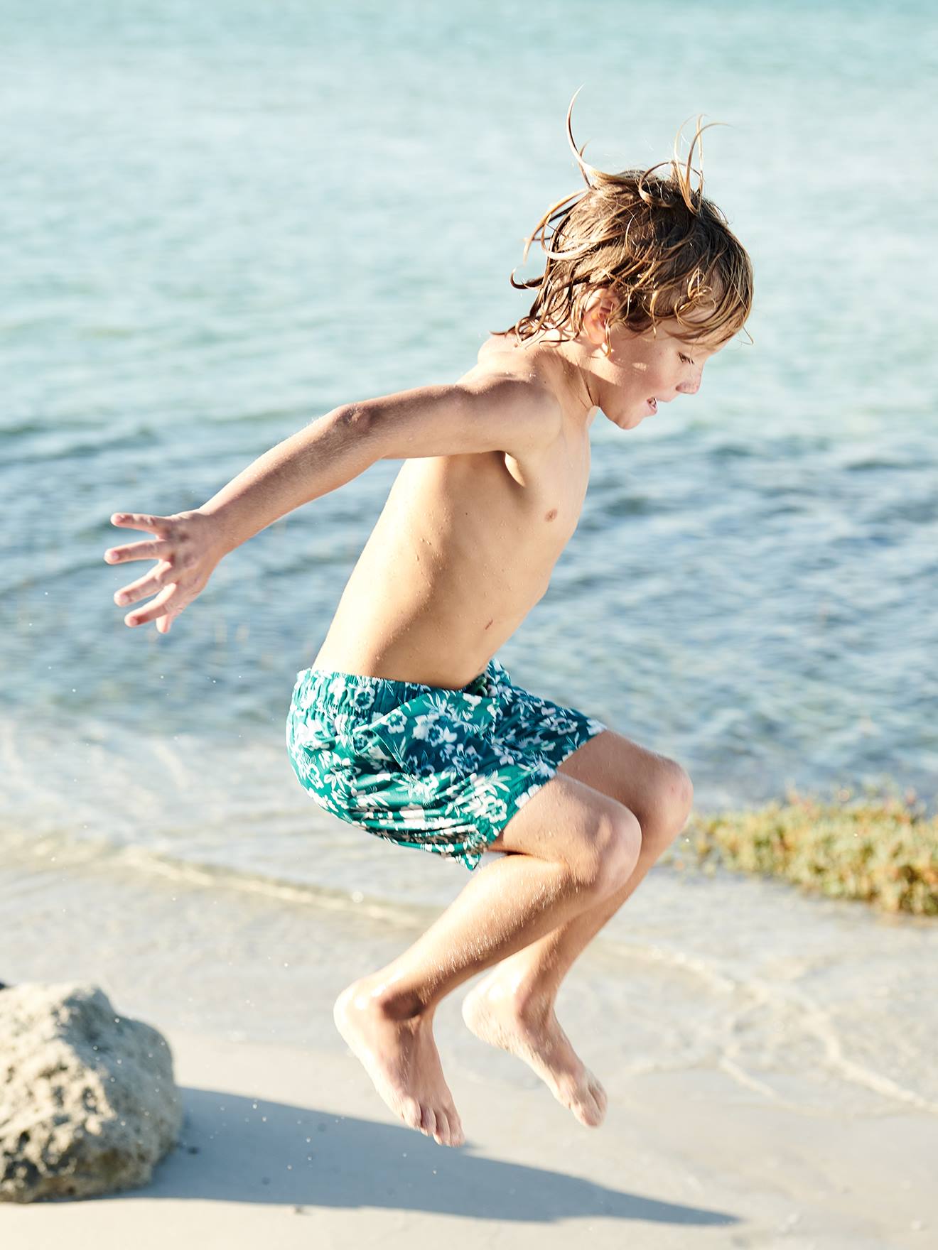 Vertbaudet Striped Swim Shorts for Boys Striped Blue