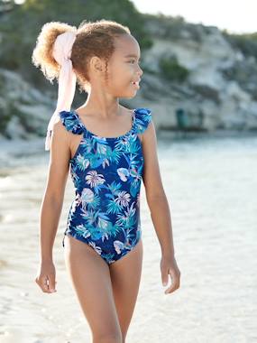 Girls-Swimwear-Swimsuits-Swimsuit with Tropical Print, for Girls