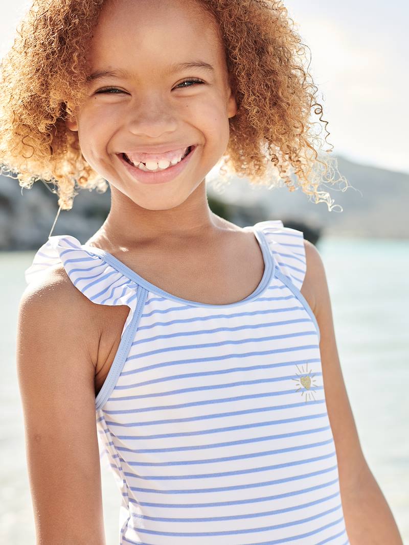 SailorStyle Swimsuit for Girls striped blue, Girls