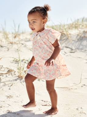 -Floral Short Sleeve Dress for Babies