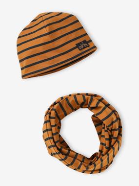 Boys-Accessories-Striped Beanie + Infinity Scarf Set for Boys