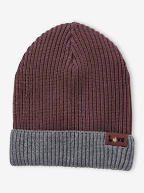 Girls-Two-Tone Beanie in Rib Knit for Girls