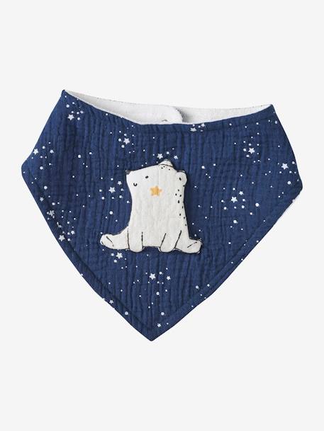 3 Bandana-Style Bibs in Cotton Gauze Brown+crystal blue+GREEN DARK ALL OVER PRINTED+Light Green+old rose+sage green+White/Print - vertbaudet enfant 