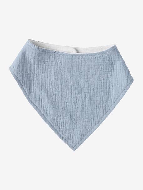 3 Bandana-Style Bibs in Cotton Gauze Brown+crystal blue+GREEN DARK ALL OVER PRINTED+Light Green+old rose+sage green+White/Print - vertbaudet enfant 