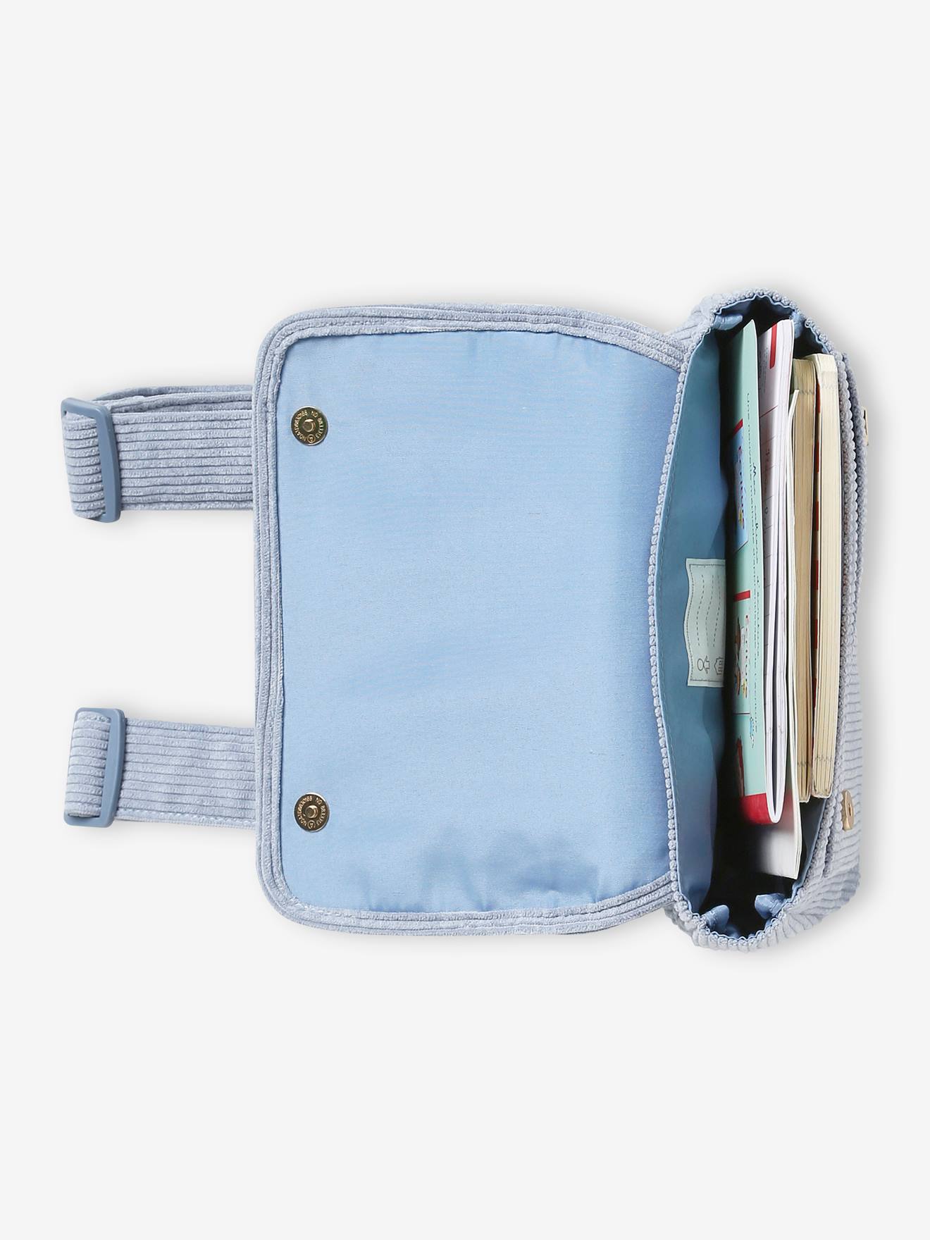 Cat Satchel in Corduroy, Playschool Special, for Children - grey blue