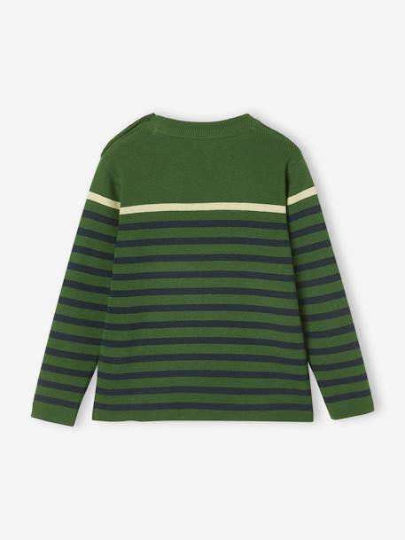 Sailor-Style Striped Jumper for Boys BROWN MEDIUM STRIPED+ecru+green+GREEN MEDIUM SOLID WITH DESIG - vertbaudet enfant 