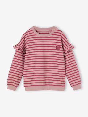 Girls-Cardigans, Jumpers & Sweatshirts-Sailor-type Sweatshirt with Ruffles on the Sleeves, for Girls