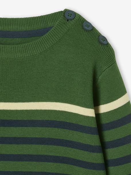 Sailor-Style Striped Jumper for Boys BROWN MEDIUM STRIPED+ecru+green+GREEN MEDIUM SOLID WITH DESIG - vertbaudet enfant 