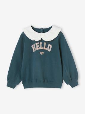 Romantic Sweatshirt with Peter Pan Collar for Girls  - vertbaudet enfant