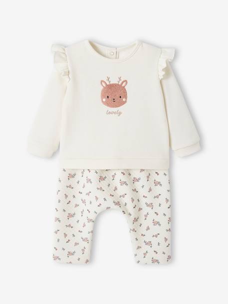 Sweatshirt & Trousers Combo for Babies 6308+ecru+marl beige+pale pink+rose - vertbaudet enfant 