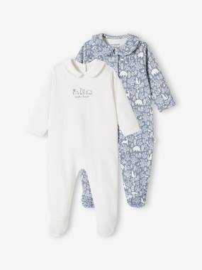 Baby-Pyjamas & Sleepsuits-Pack of 2 "Animals" Sleepsuits in Organic Cotton for Baby Girls