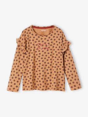 Top with Message, Ruffled Sleeves, for Girls  - vertbaudet enfant