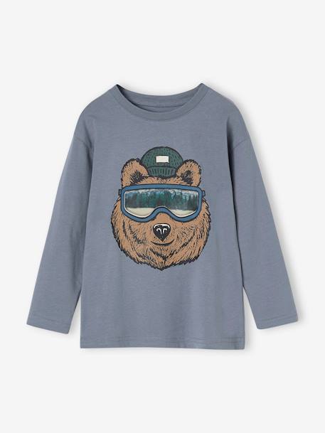 Top with Fancy Animation in Recycled Cotton for Boys anthracite+grey blue+pecan nut - vertbaudet enfant 