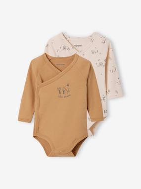 Baby-Bodysuits-Pack of 2 Long-Sleeved Bodysuits for Newborn Babies