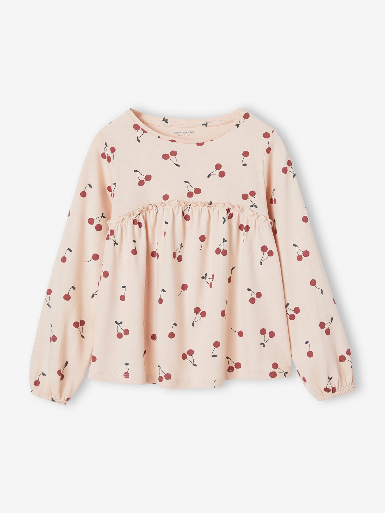 Top with Asymmetrical Frill for Girls - coral, Girls
